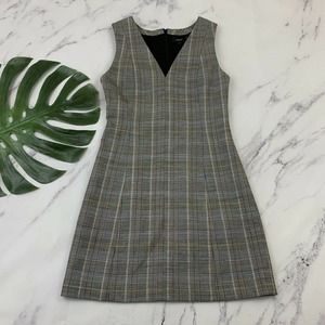 Theory Womens Easy V Shift Dress Size 6 Autumn Black Brown Plaid Wool Blend